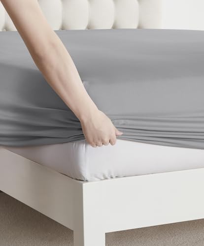 Image of Nestl Twin Bed Sheet Set - Grey - 3-Piece Deep Pocket | Instantly Soft, Night-One Ready (No Wash Required). Fits 16-Inch Deep Pockets, 360-Degree Elastic Grip