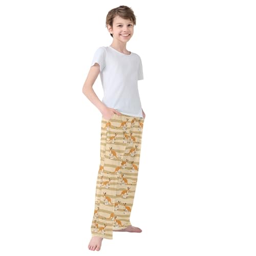 Boys' Pants Kangaroo Animal Stripe Pattern Long Bottoms Jogger Pants Elastic Waist Trousers with Pockets S-XL4