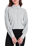 [Enmain] シャツ ブラウス 長袖 レディース グレー オフィス 通勤 ノーアイロン シフォン ワイシャツ きれいめ かわいい カジュアル おしゃれ301S