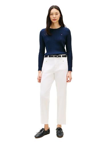 Image of Tommy Hilfiger Women's Twill Straight Chino Pants with Stretch Mid Rise Ankle Pants