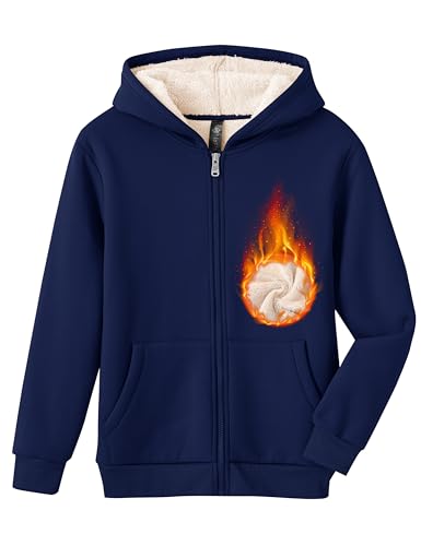 Lista de Chaquetas para Niño - 5 favoritos. 48 MoFiz - Chaquetas de forro polar para niños, con capucha, con capucha, con cierre, para niños y niñas, ropa de chamarra informal de invierno, Azul marino, 10-12 Años