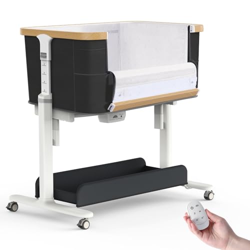 Image of Staroyal Electric Bassinet Baby Cradle 3 Rocking Motion, 3 in 1 Baby Bassinets for Newborn with 5 Heights Adjustable, Girl/boy Automatic Rolling Bedside Sleeper, Black