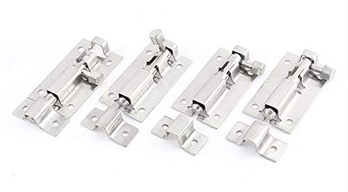 Xmhf Barrel Bolt Door Latch, Sliding Lock Gate Hasp Stainless Steel Thickened 2 Inch Silver (10 Piece) #TOP4