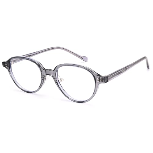 Image of Dollger Blue Light Blocking Glasses For Woman Men TR90 Retro Round Computer BlueLight Glasses Clear Lens Non-Prescription Transparent Grey