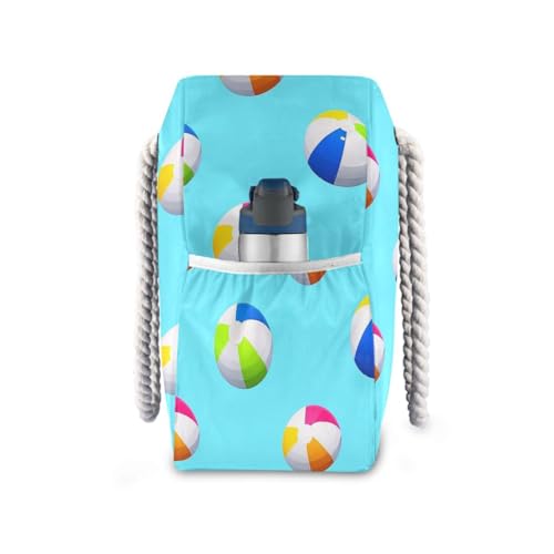 Blue Beach Ball Summer Large Capacity vacation beach bag with zipper bags for women tote Good for Travel Pool Swim Beach Vacation Necessities3