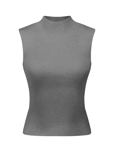 Women's Summer Sleeveless Knitted Sweater 2024 Mock Neck Tops