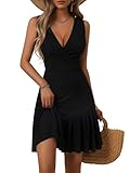 FENSACE Little Black Dress for Women Summer Western Cowgirl Mini Womens Casual Dresses(Black,Medium)