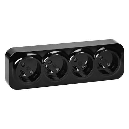 Miratic Bloc Prise Murale 4 x 2P+T 16A / 230VAC IP20 Version Francaise Prise en Saillie pour Montage Mural en Interieur Prises électriques Standard Murales...