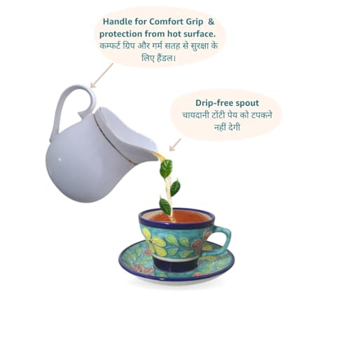 Image of White Bone China 380 ml Gravy Pot with 125 ml Creamer of 2, for Serving Milk, Gravy, Tea,and Coffee (Medium)