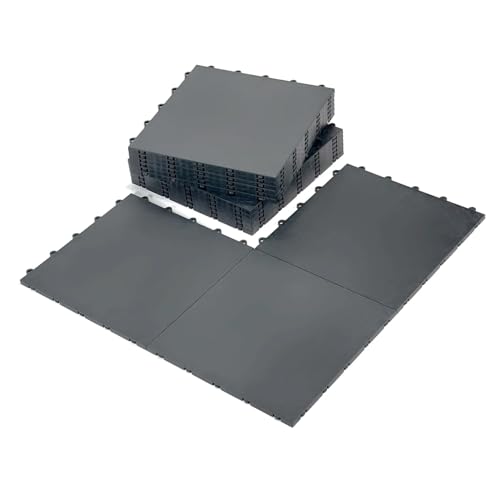 InOut Flooring 15 Anthracite Tiles - High Durability Colored Flooring Tiles - Interlocking Versatile Training Surface - Roller Skate Indoor & Outdoor, Dance Floor, Basketball