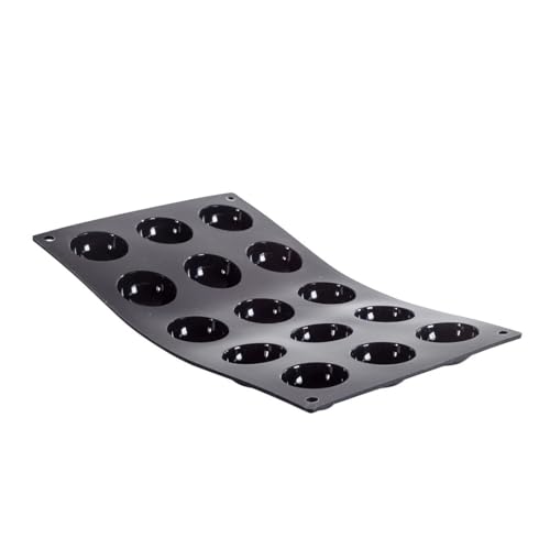 De Buyer - Plaque de 15 mini demi-sphères MOUL'FLEX en silicone - 17,5 x 30 cm, diamètre 4 cm -, Noir