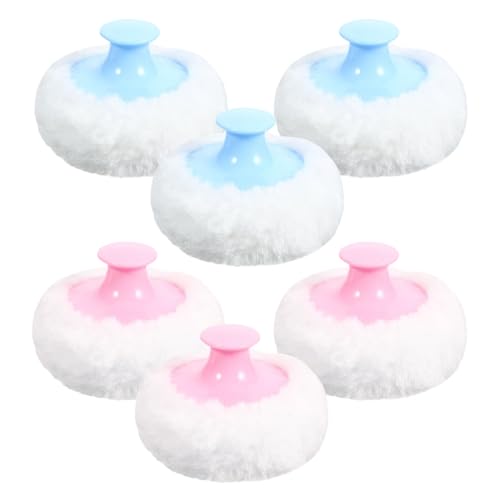 Hohopeti 6 Piezas Borlas de Polvo Suaves para Bebés 6 Piezas (3 Azul Claro 3 Rosa), Aplicadores de Borla Corporal y Facial para Polvos Sueltos, Esponjas de Felpa para Cuidado Delicado y Uso