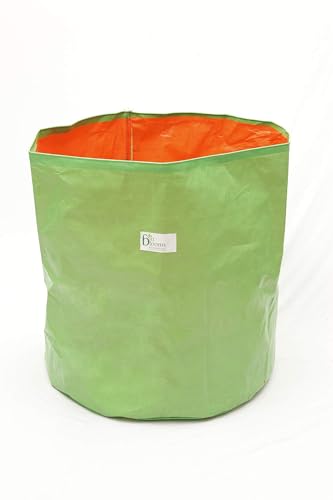 Image of Bio Blooms Round HDPE Plant Grow Bag for Terrace & Kitchen Gardening | Pack of 10 | 15x18 | 200 GSM Heavy Duty Outdoor Grow Bag | Durable Planter for Vegetables, Flowers & Plants | Green & Orange