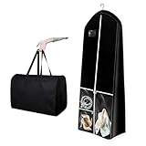 Schwarz Kleidersack für Brautkleider und Hochzeitskleider, 180 cm Lang, Faltbar, für Lange Kleider und Mäntel, kleidersack lang mit Reißverschlüssen für Brautkleider Abendkleider Mäntel