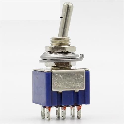 Interrupteur miniature à bascule DPDT ON-ON bleu marine M-TS-202 en lot de 5 pièces