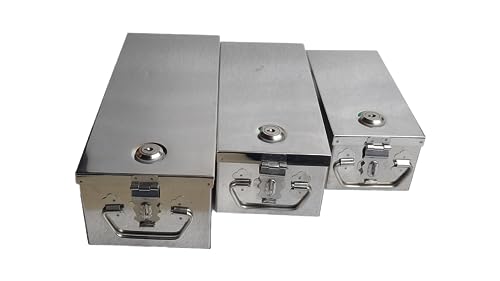 Crevita Stainless Steel Locker Boxes, Cash Peti Pooja Set, Jewellery Boxes (Multi_Pack of 3) Size -8 Inch, 10 Inch, 12 Inch With Pre fited Lock & 2 Key