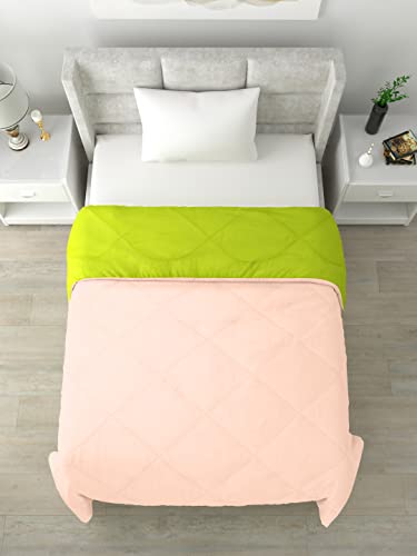 Image of Clasiko Reversible Single Bed Comforter; 60x90 Inches; 200GSM; Material - Cotton; Reversible; Color - Peach & Green; Pack of 1;