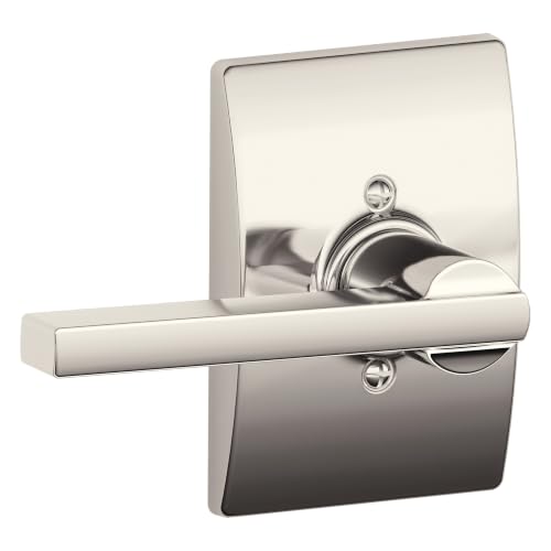 Image of SCHLAGE Latitude Non-Turning Dummy Door Handle, Reversible, Polished Nickel | Non-turning dummy lever door handle with no latch or lock, Decorative pull, One sided, Easy to install, Certified durability