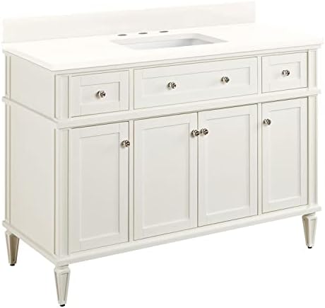 Signature Hardware 464806 Elmdale 48" Free Standing Single Vanity Set with Mahogany Cabinet, Vanity Top, and Rectangular Undermount Vitreous China Sink - 8" Faucet Holes