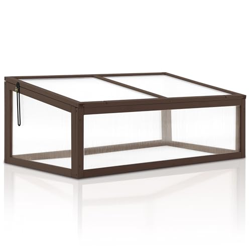 MCombo Wooden Garden Portable Greenhouse Cold Frame Raised Plants Bed Protection 6057-0690 (Brown)