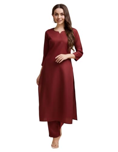 Image of Women's Cotton Silk Zari Kurta Pant Set