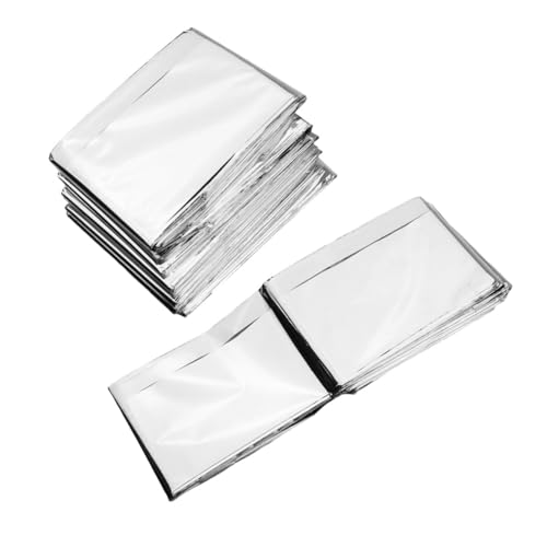 WOONEKY 5pcs Emergency Blanket Insulation Blanket Warm Blanket Safety Blanket Emergency Preparedness Round Air Rain Overalls Blanket Rescue Survival Blanket Reflective Blanket Silver