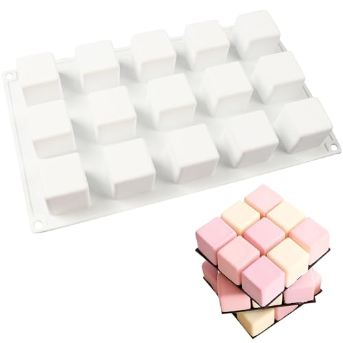 OCPO Kitchen 3D Cube Silicone Mold for Baking Mousse Cake,