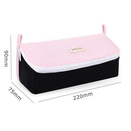 Image of iSuperb Pencil Case Large Capacity Pencil Pouch Bilateral Pen Bag Travel Bag Make Up Organizer with Zipper (Pink)