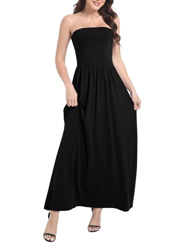 Urban CoCo Summer Strapless Ruched Maxi Dress for Women Sleeveless A Line Flowy Party Wedding Guest Long Dresses2
