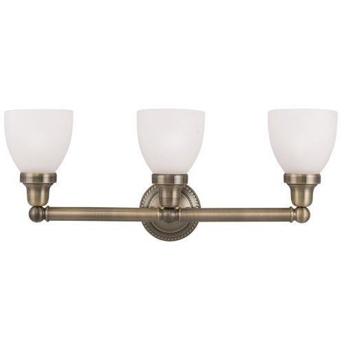 Livex Lighting1023-01 Classic 3-Light Bath Light, Antique Brass
