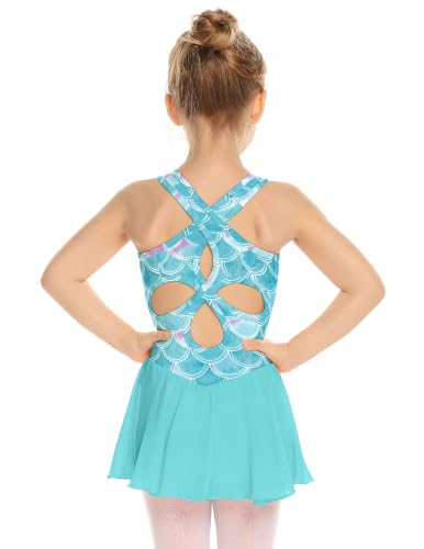 Image of Arshiner Girls Hollow Back Ballet Leotard with Skirt Sleeveless Dance Dress
