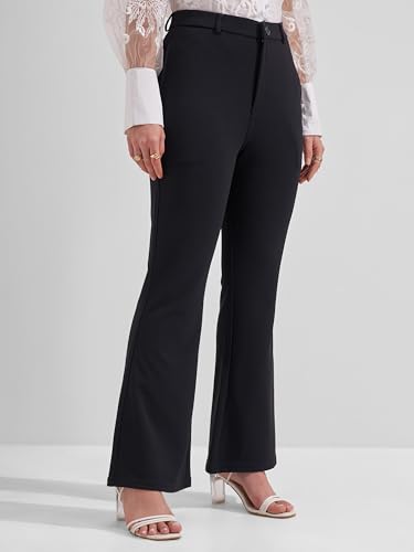 Image of Tokyo Talkies Women's Stretchable Bootcut Pants | High Rise Flared Trousers |Travel & Formal Wear|Workwear Trousers