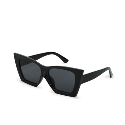 Vintage Square Cat Eye Sunglasses for Women, Trendy Oversized Cateye Big Frame, UV Protection, Fashionable Retro Sunglasses