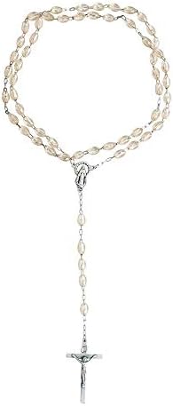 Good Shepherd Creations Catholic Rosary with Metal Crucifix Cross Made in Italy Miraculous Pink Oval Beads (Rose)