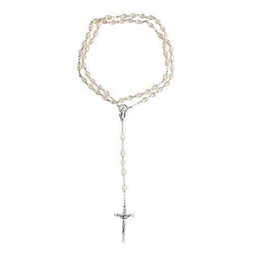 Good Shepherd Creations Catholic Rosary with Metal Crucifix Cross Made in Italy Miraculous Pink Oval Beads (Rose)