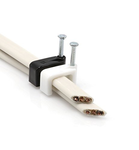 The Cimple Co - Dual, Twin, Or Siamese Coaxial Cable Clips, Cat6, Electrical Wire Cable Clip, 1/2 In Nail Clip And Fastener, White (10 Pieces Per Bag) #TOP6
