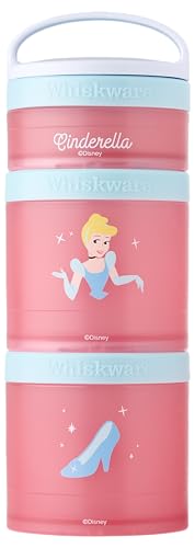 Image of Whiskware Disney Princess Cinderella, Stackable Snack Containers for Kids, 3 Stackable Snack Cups for School or Travel, Backpack and Cupholder Friendly, Glass Slipper