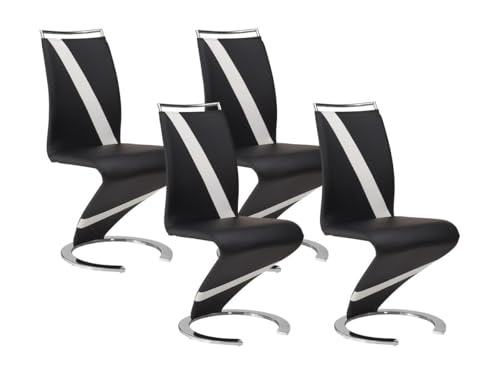 Vente-unique Juego de 4 sillas TWIZY ñ Polipiel Negro y Blanco