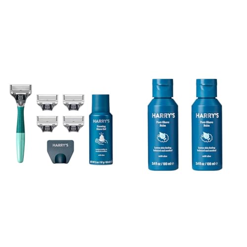 Harry's Razors for Men - Men's Razor Set with 5 Razor Blade Refills, Travel Blade Cover, 2 oz Shave Gel (Sage) & Post Shave - Post Shave Balm for Men - 3.4 Fl Oz (Pack of 2) (packaging may vary) Harry's Razors for Men - Men's Razor Set with 5 Razor Blade Refills, Travel Blade Cover, 2 oz Shave Gel (Sage) & Post Shave - Post Shave Balm for Men - 3.4 Fl Oz (Pack of 2) (packaging may vary)