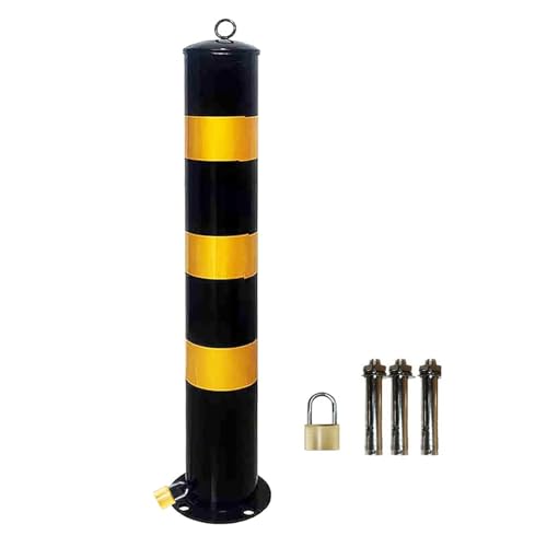 JIAOCKJIAO Bollard de Sécurité, Borne de Sécurité pour Parking, D'Espace de Stationnement Noire et Jaune, Cône de Signalisation pour Allée, Barrière de Stationnement pour Allée de Chantier(1pcs,500mm/