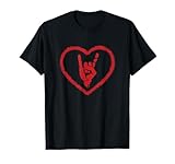 Love Rock Music Red Heart Rock On Hand Horns T-Shirt
