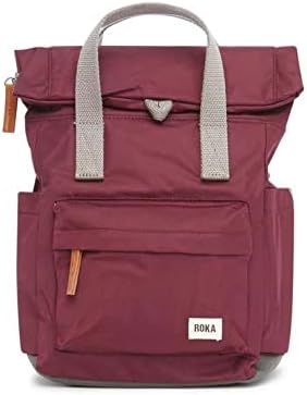 ROKA London Canfield B Small Sustainable Nylon Backpack Burgundy, One Size