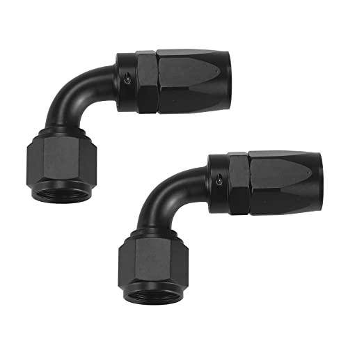 Ucreative 2PCS 6AN 90 Degree Swivel Hose End Fitting for Braided CPE Fuel Hose Black