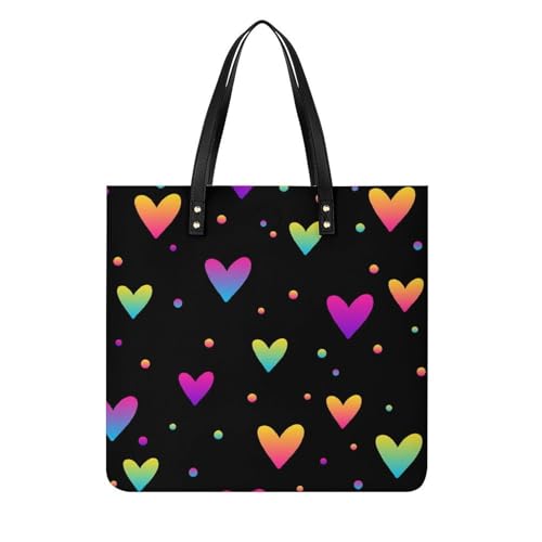 Tote bag pour voyage à motifs points d'amour colorés grand sac à bandoulière