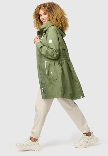 Navahoo Leichter Damen Übergangsmantel Langer Parka mit Kapuze Xankaa Dusty Olive Gr. L
