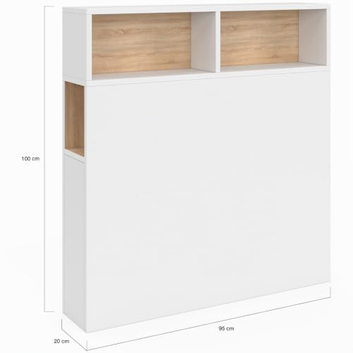 IDMarket - Tête de lit sur Pied Cleo 95 cm Blanc et façon hêtre – vue 3