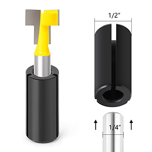 Meiggtool 5Pcs 1/2" To 1/4" Router Collett Adapter Bit Shank Reduction Sleeve Tools For Woodworking Engaving Machine. #TOP3