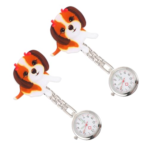 Imagen de Beavorty 2piezas Reloj De Bolsillo Forma De Perrito De Dibujos Animados Reloj Colgante Adorable y Divertido De Bolsillo para Coleccionistas