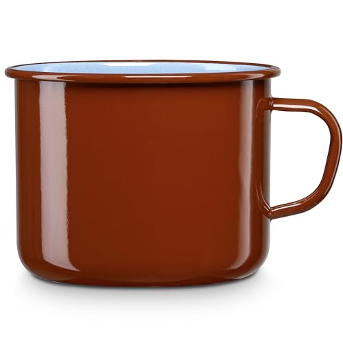 briebe Cazo Cocina Hervir Leche Acero Esmaltado 16 cm, Hervidor Vitrificado 2,2 L, Apto Inducción, Vitrocerámica, Fuego, Gas, Horno, Terra Vintage Marrón