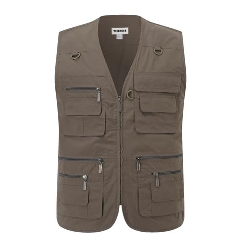 Image of Men's Outdoor Vest Summer Fishing Vest Utility Lightweight Travel Safari Photography Casual Gilet with Multi Pockets